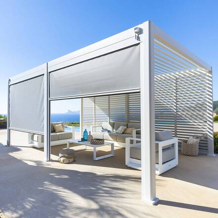 Toldo EVORA Cinza claro / Branco Para EVORA Lado 3 m - 2,7 m - Alumínio, Texaline
