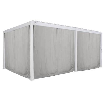 Kit de cortinas, mosquiteiros e trilhos para pérgola bioclimática EVORA Cinza claro Para EVORA 6 x 3,6 m - 8 trilhos, 6 cortinas e 6 mosquiteiros