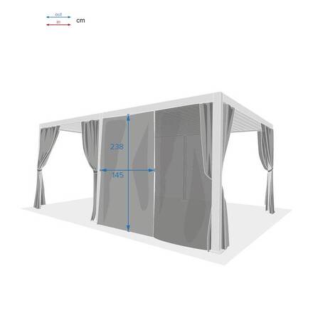 Kit de cortinas, mosquiteiros e trilhos para pérgola bioclimática EVORA Cinza claro Para EVORA 6 x 3,6 m - 8 trilhos, 6 cortinas e 6 mosquiteiros