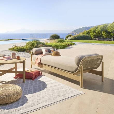 Banco de jardim DEONA Taupe / Acácia 1 lugar - Poliéster, Acácia certificada FSC®