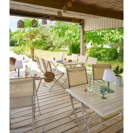 Conjunto de 4 cadeiras de jardim dobráveis ESSENTIA Linho / Argila Alumínio tratado com epóxi, Texaline