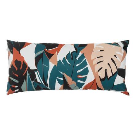 Almofada decorativa de interior e exterior DEYO motivo Folhas Azul-petróleo 35 x 75 cm - Poliéster
