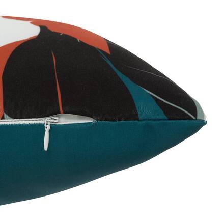 Almofada decorativa de interior e exterior DEYO motivo Folhas Azul-petróleo 35 x 75 cm - Poliéster