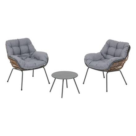 Conjunto de jardim duo PAOPAO Cinza / Grafite 2 lugares - Aço tratado com epóxi, Tratamento anticorrosão reforçado