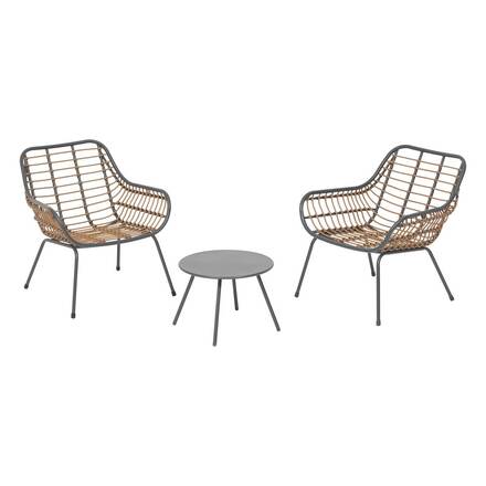 Conjunto de jardim duo PAOPAO Cinza / Grafite 2 lugares - Aço tratado com epóxi, Tratamento anticorrosão reforçado