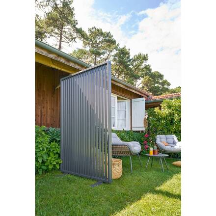 Conjunto de jardim duo PAOPAO Cinza / Grafite 2 lugares - Aço tratado com epóxi, Tratamento anticorrosão reforçado