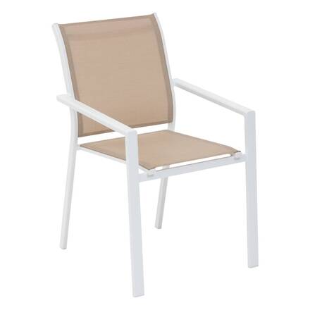 Poltrona de jardim empilhável ESSENTIA Linho / Branco Alumínio tratado com epóxi, Texaline