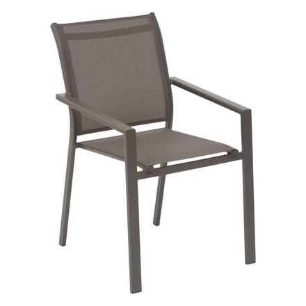 Cadeira de jardim empilhável ESSENTIA Wengué / Praline Alumínio tratado com epóxi, Texaline