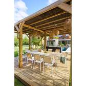 Cadeira de jardim empilhável PIAZZA Linho / Branco Alumínio tratado com epóxi, Texaline Linho / Branco