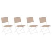 Conjunto de 4 cadeiras de jardim dobráveis MODULA Linho / Branco Aço tratado com epóxi, Texaline Linho / Branco