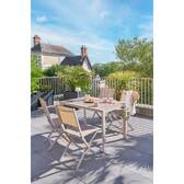 Conjunto de 4 cadeiras de jardim dobráveis ESSENTIA Linho / Argila Alumínio tratado com epóxi, Texaline Linho / Argila