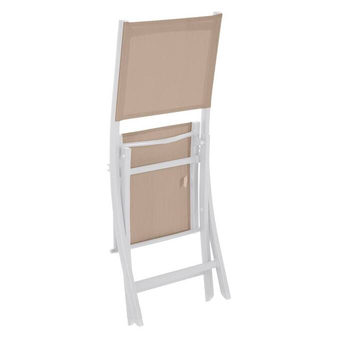 Conjunto de 4 cadeiras de jardim dobráveis ESSENTIA Linho e Branco Alumínio tratado com epóxi, Texaline Linho / Branco