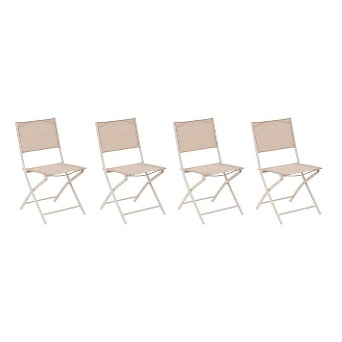 Conjunto de 4 cadeiras de jardim dobráveis MODULA Linho / Argila Aço tratado com epóxi, Texaline Linho / Argila