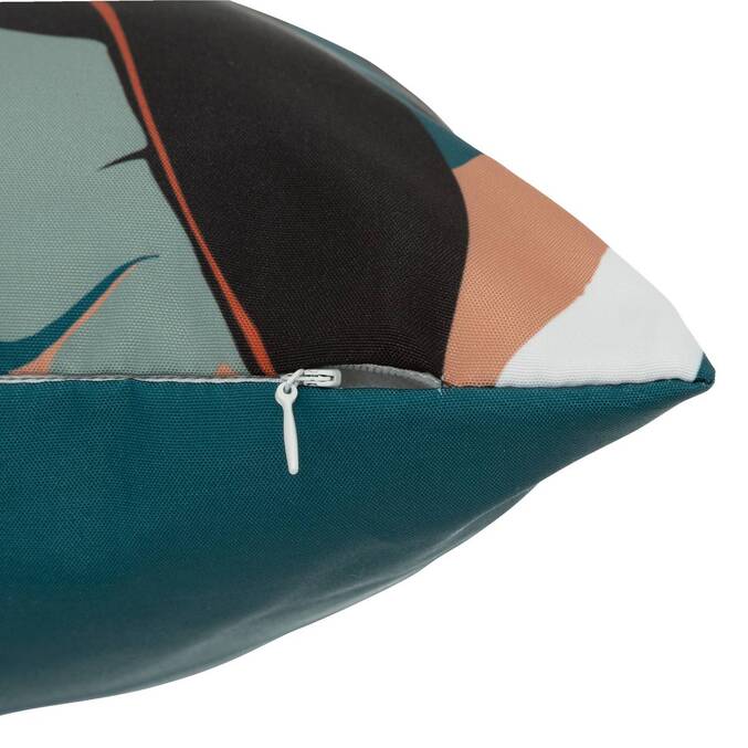 Almofada decorativa de interior e exterior DEYO motivo Folhas Azul-petróleo 40 x 40 cm - Poliéster Azul pato