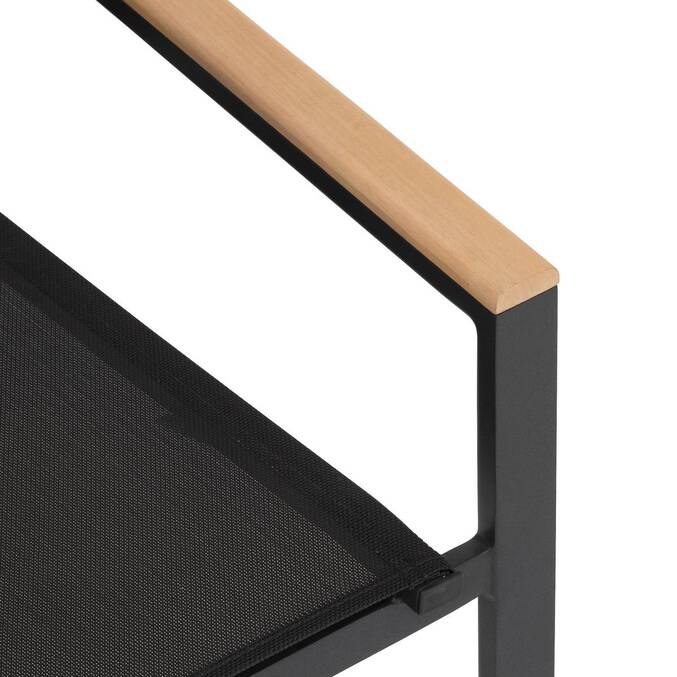 Cadeira de jardim empilhável ESSENTIA Antracite, Grafite / Acácia Alumínio tratado com epóxi, Acácia certificada FSC®, Texaline Antracite / Grafite / Acácia