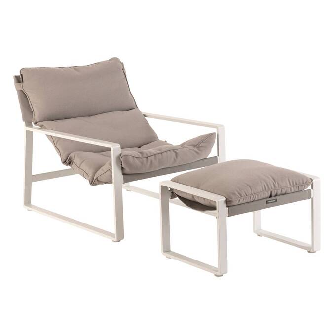 Poltrona relax de jardim LAMBINIO Branco / Cinza claro Alumínio tratado com epóxi - Olefina3718