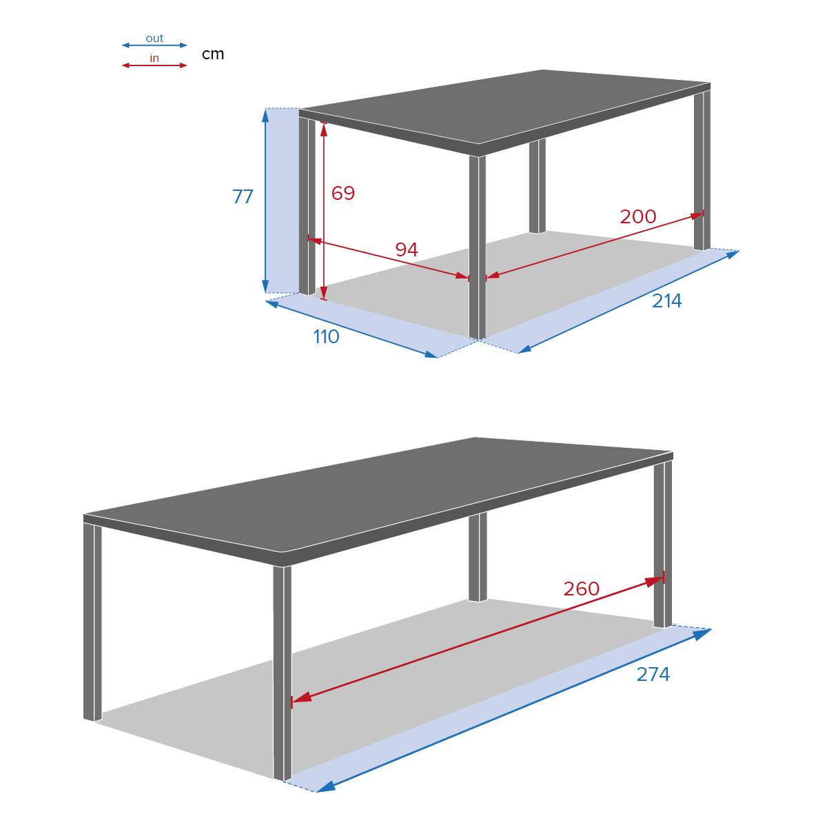 Mesa de jardim ÉVASION Linho / Argila 10 lugares - Alumínio tratado com epóxi Linho / Argila