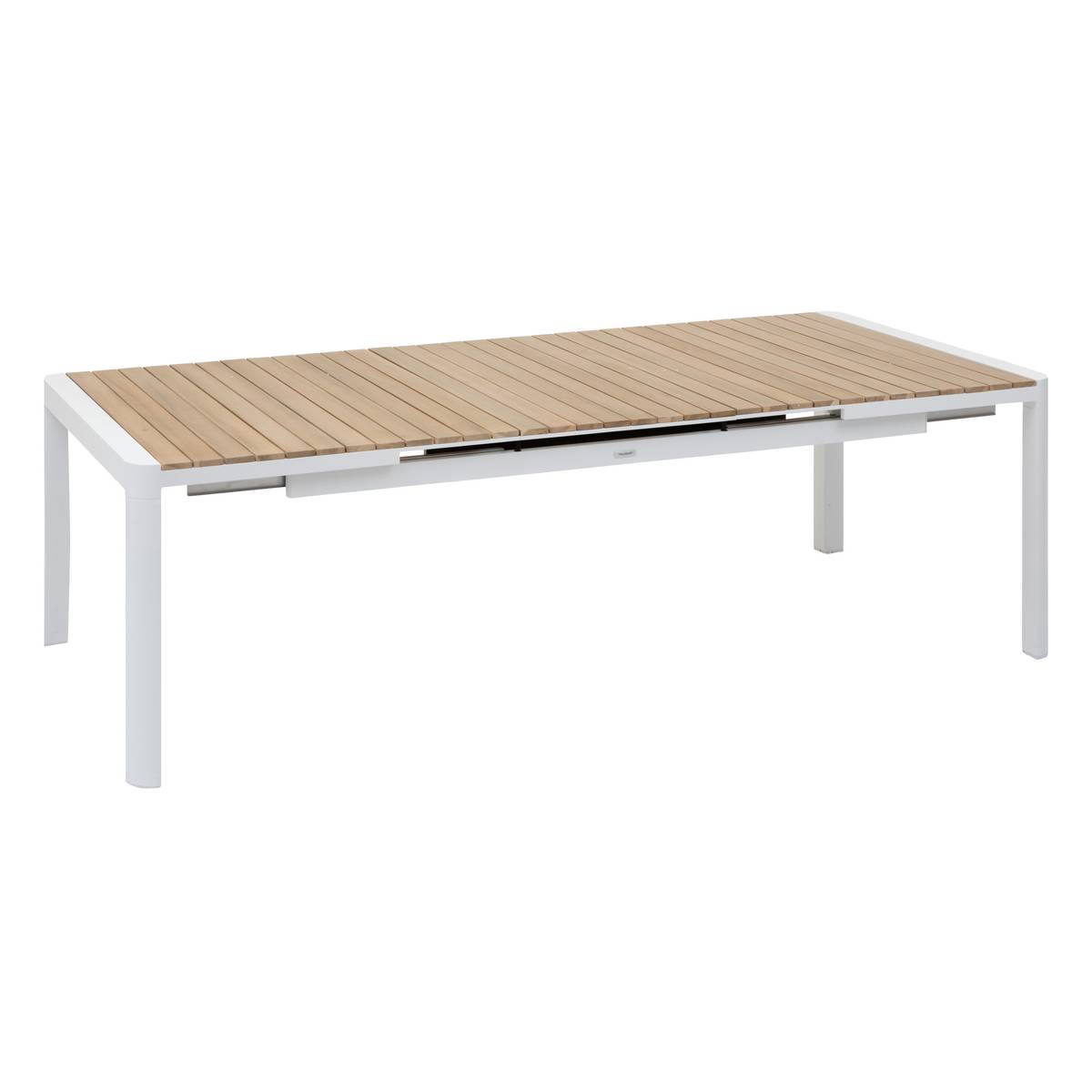 Mesa de jardim extensível PARADIZE Acácia / Branca 12 lugares - Alumínio com tratamento epóxi, Acácia certificada FSC® Acácia / Branca