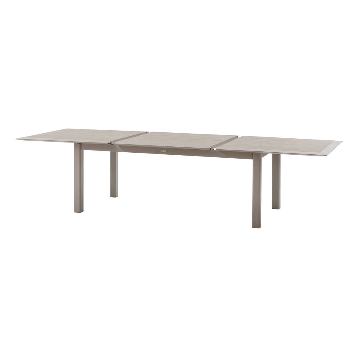 Mesa de jardim extensível ALLURE efeito madeira greige / aveia 12 lugares - Alumínio tratado com epóxi Efeito madeira cinza / Aveia