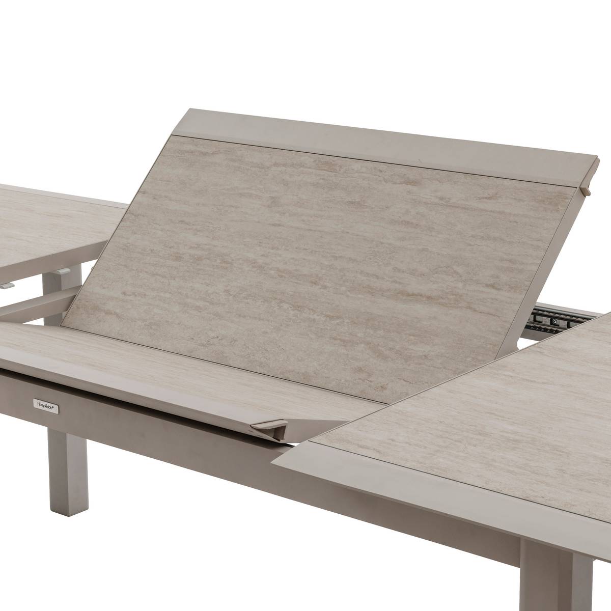 Mesa de jardim extensível ALLURE efeito madeira greige / aveia 12 lugares - Alumínio tratado com epóxi Efeito madeira cinza / Aveia