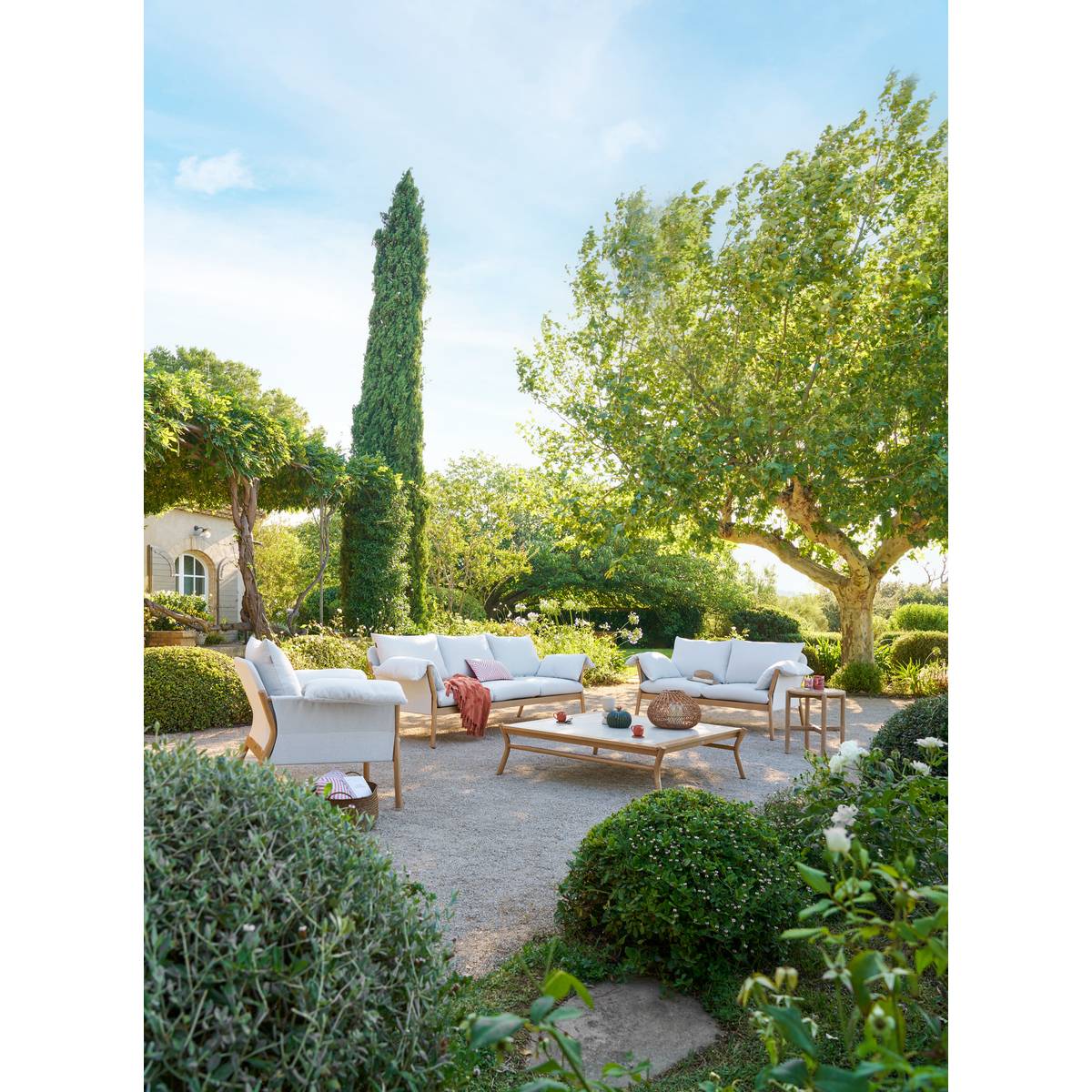 Mesa auxiliar de jardim redonda DEONA em acácia 50 x 54 cm - Acácia certificada FSC® Acácia