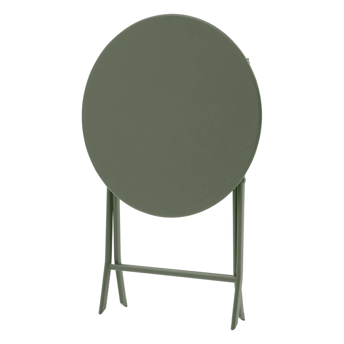 Mesa de jardim redonda dobrável GREENSBORO Verde louro 2 lugares - Aço tratado com epóxi, Tratamento anticorrosão reforçado Louro
