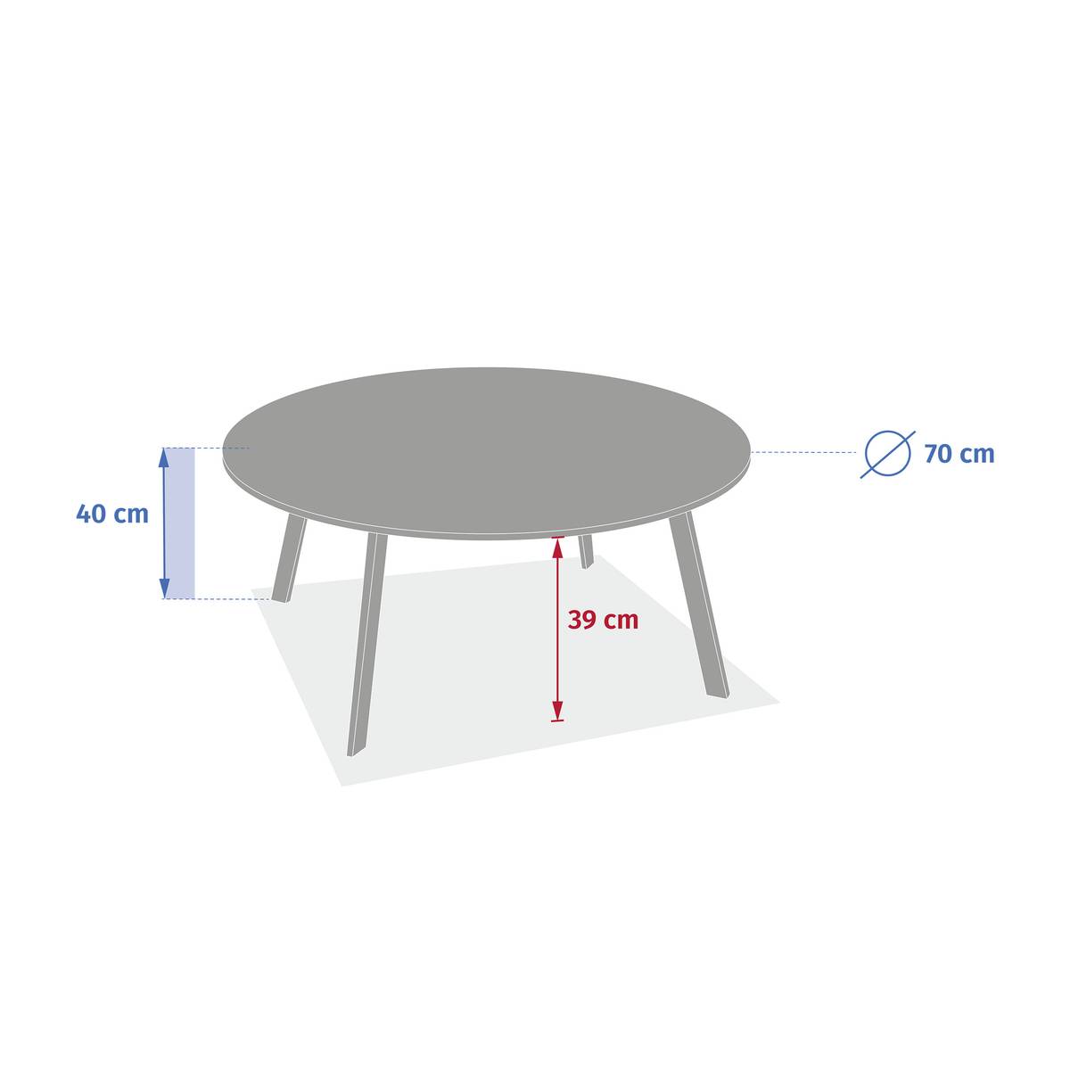 Mesa auxiliar de jardim redonda SAONA Verde louro 70 x 40 cm - Aço tratado com epóxi, Tratamento antiferrugem reforçado Louro