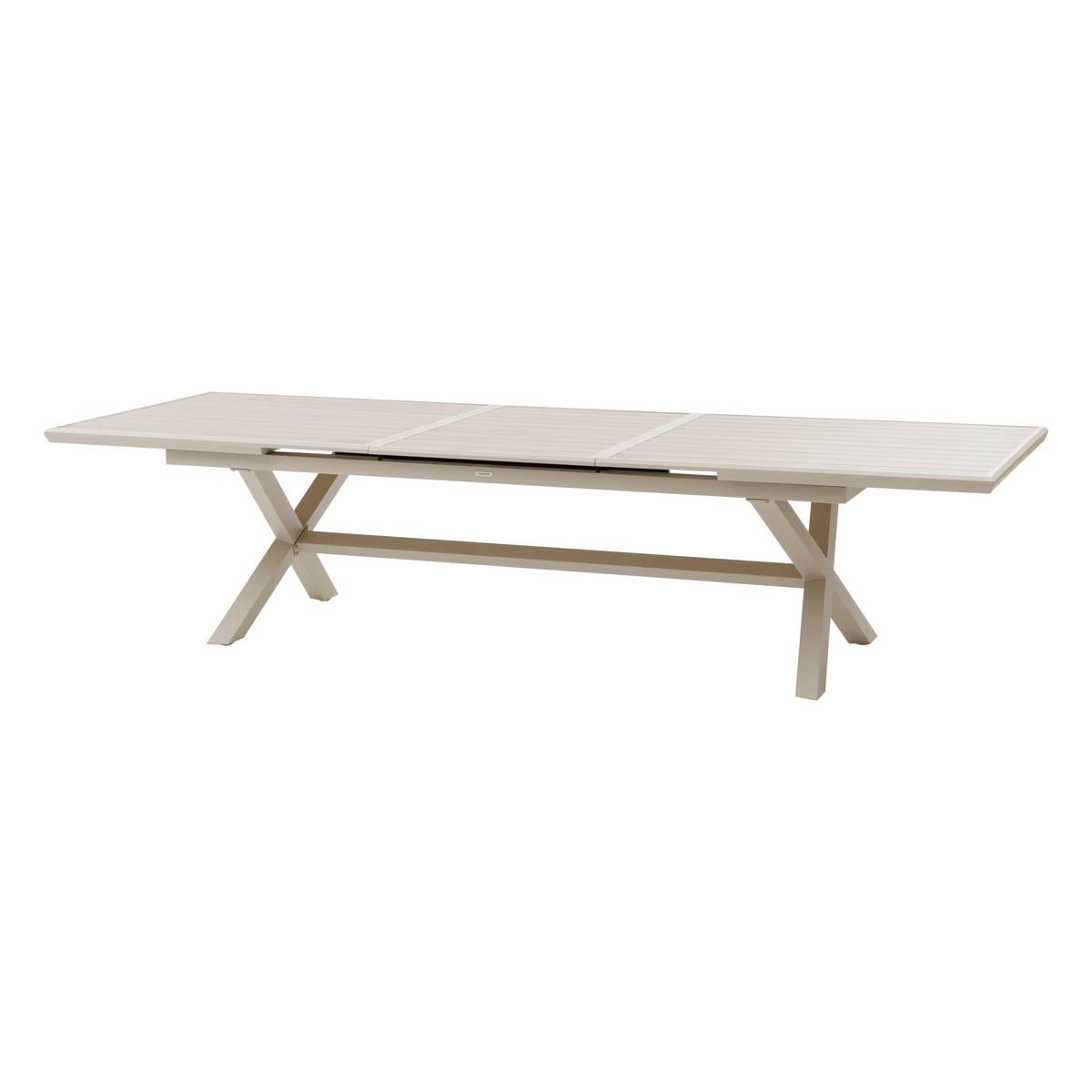 Mesa de jardim extensível AXIOME Efeito madeira Linho / Argila 12 lugares - Alumínio tratado com epóxi Efeito madeira Linho / Argila