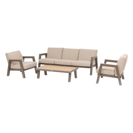 Conjunto de jardim AXIOME Bege / Praliné 5 lugares - Alumínio tratado com epóxi, Texaline, Olefina