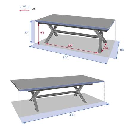 Mesa de jardim extensível AXIOME Efeito madeira Linho / Branco 12 lugares - Alumínio tratado com epóxi