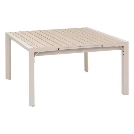 Mesa de jardim quadrada ÉVASION Linho / Argila 10 lugares - Alumínio tratado com epóxi, Ripas de alumínio efeito madeira