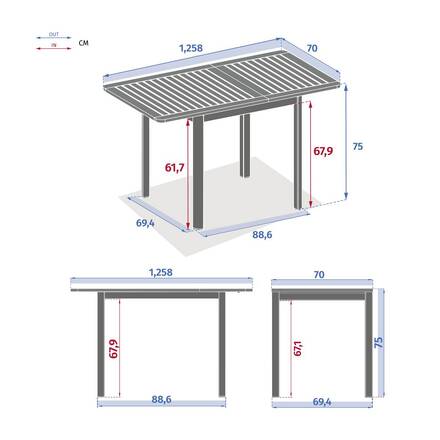 Mesa de jardim extensível FOLYA Eucalipto / Grafite 4 lugares - Alumínio tratado com epóxi, Eucalipto certificado FSC®