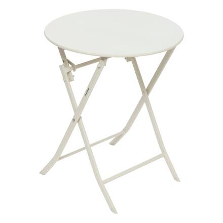 Mesa de jardim redonda dobrável GREENSBORO Argila 2 lugares - Aço tratado com epóxi, Tratamento anticorrosão reforçado