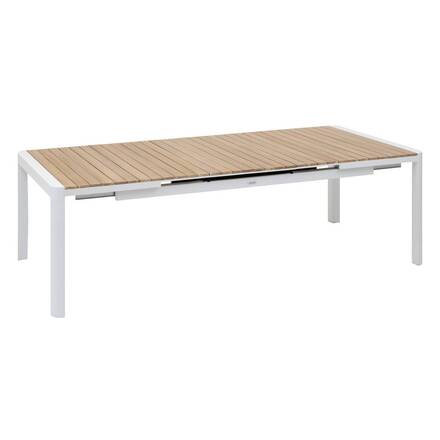 Mesa de jardim extensível PARADIZE Acácia / Branca 12 lugares - Alumínio com tratamento epóxi, Acácia certificada FSC®