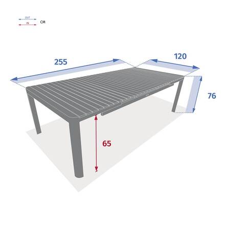 Mesa de jardim extensível PARADIZE Acácia / Branca 12 lugares - Alumínio com tratamento epóxi, Acácia certificada FSC®