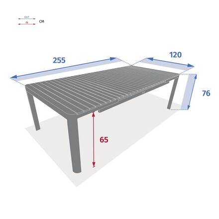 Mesa de jardim extensível PARADIZE Acácia / Branca 12 lugares - Alumínio com tratamento epóxi, Acácia certificada FSC®