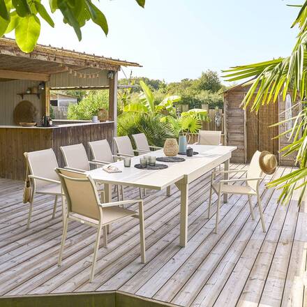 Mesa de jardim extensível PIAZZA Argila 12 lugares - Alumínio tratado com epóxi