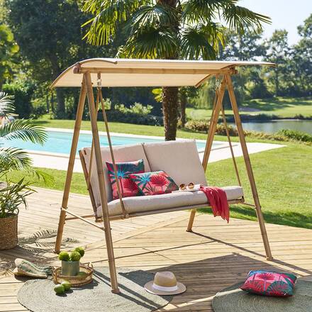 Baloiço de jardim BAROE Bege 2 lugares - Aço tratado com epóxi, Texaline
