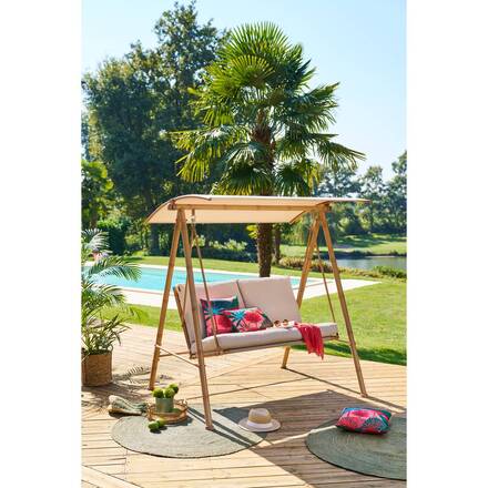 Baloiço de jardim BAROE Bege 2 lugares - Aço tratado com epóxi, Texaline