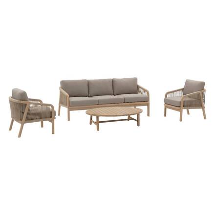 Conjunto de jardim PAPOUASIE Acácia 5 lugares - Acácia certificada FSC®, Poliéster