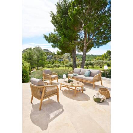 Conjunto de jardim PAPOUASIE Acácia 5 lugares - Acácia certificada FSC®, Poliéster