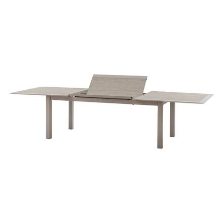 Mesa de jardim extensível ALLURE efeito madeira greige / aveia 12 lugares - Alumínio tratado com epóxi