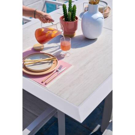 Mesa de jardim extensível ALLURE efeito madeira greige / aveia 12 lugares - Alumínio tratado com epóxi