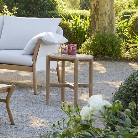 Mesa auxiliar de jardim redonda DEONA em acácia 50 x 54 cm - Acácia certificada FSC®