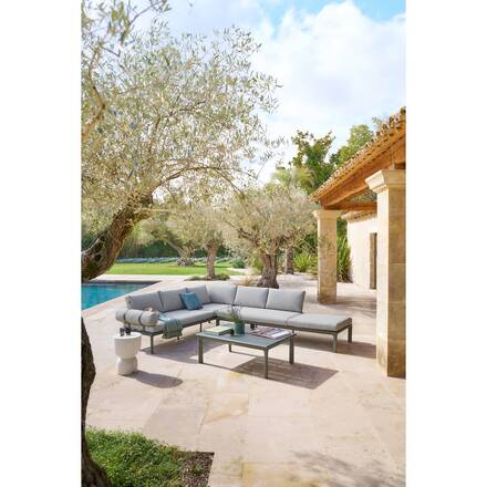 Mesa auxiliar de jardim redonda TIMANDRA Cinza 35 x 47 cm - Terrazzo