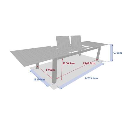 Mesa de jardim retangular extensível MICEIRA Grafite / Mel 14 lugares - Alumínio tratado com epóxi