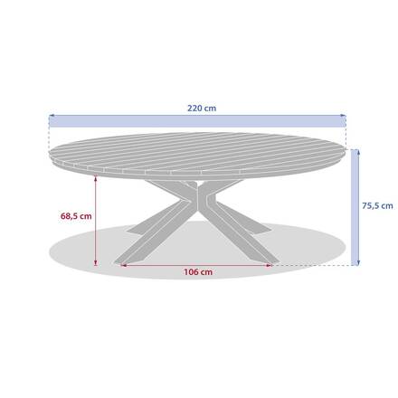 Mesa de jardim redonda ORACLION 12 lugares - Alumínio tratado com epóxi