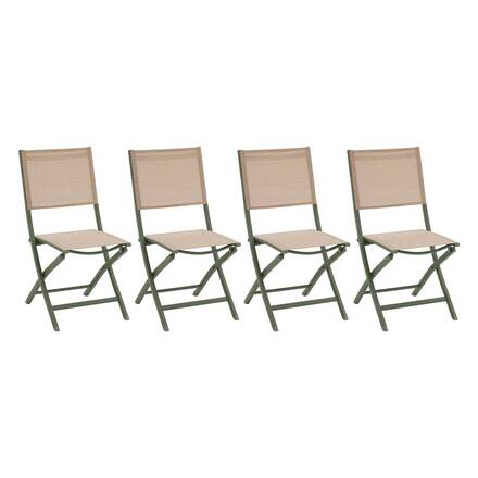 Conjunto de 4 cadeiras de jardim dobráveis ESSENTIA Linho / Verde louro Alumínio tratado com epóxi, Texaline