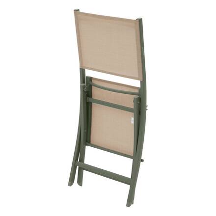 Conjunto de 4 cadeiras de jardim dobráveis ESSENTIA Linho / Verde louro Alumínio tratado com epóxi, Texaline