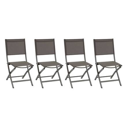 Conjunto de 4 cadeiras de jardim dobráveis ESSENTIA Wengé / Praliné Alumínio tratado com epóxi, Texaline